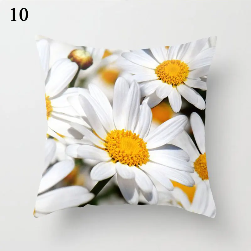 

Daisy Print Pillow Cover Floral Cushion Cover Flowers Daisy Soft Throw Pillows Cover Cushion Case Home Car Decoration 40*40cm
