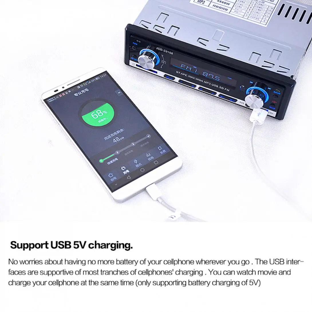 Цифровой автомобильный стерео Bluetooth аудио музыкальный MP3 плеер 1 DIN в тире FM радио