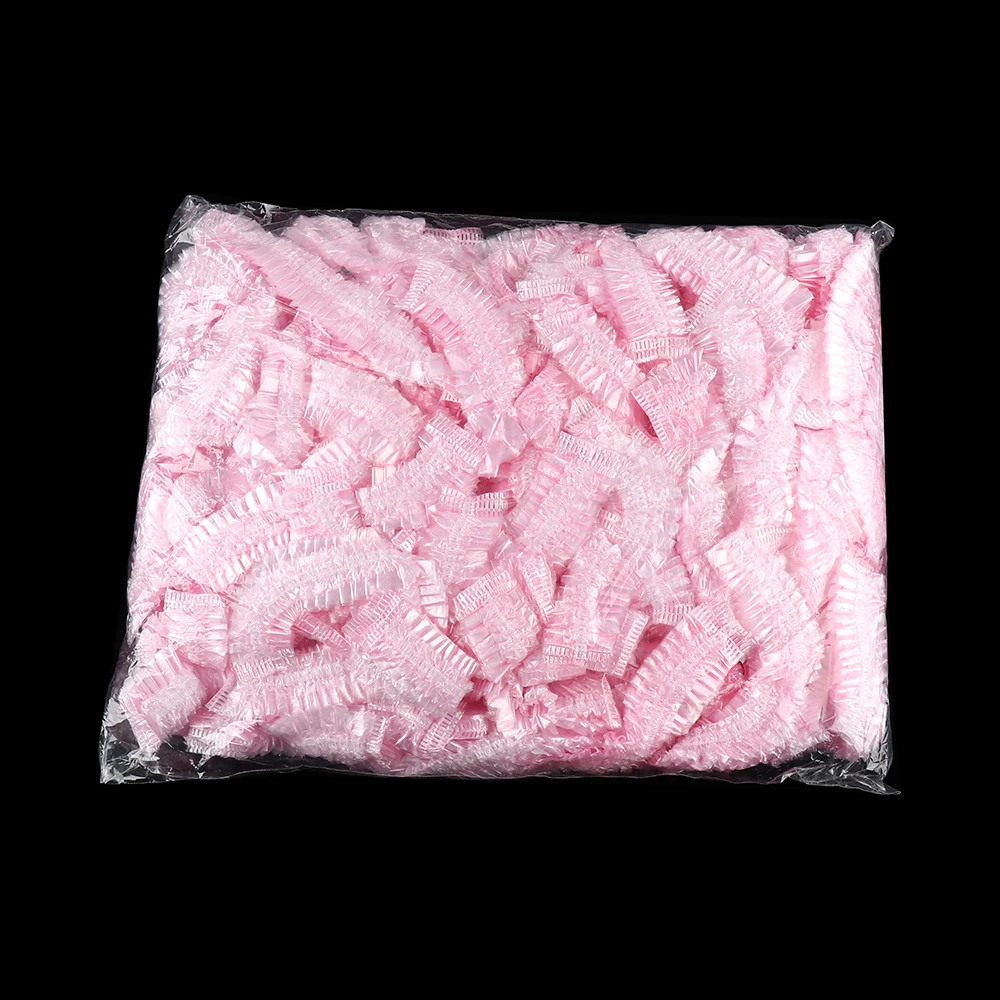 100 шт новые пластиковые растягивающиеся пылезащитные одноразовые шапки для