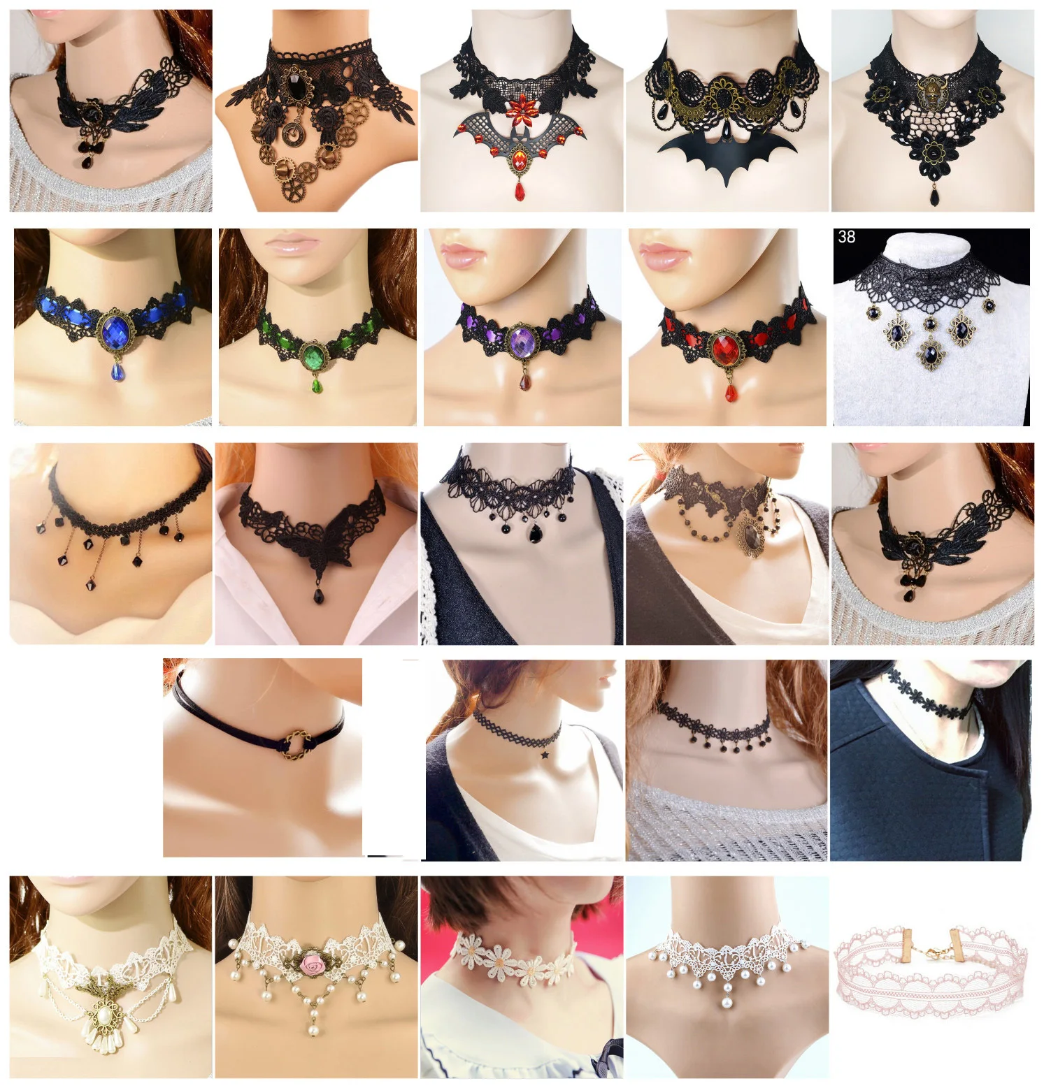 1 шт. Готическая викторианская татуировка в стиле стимпанк колье Черное