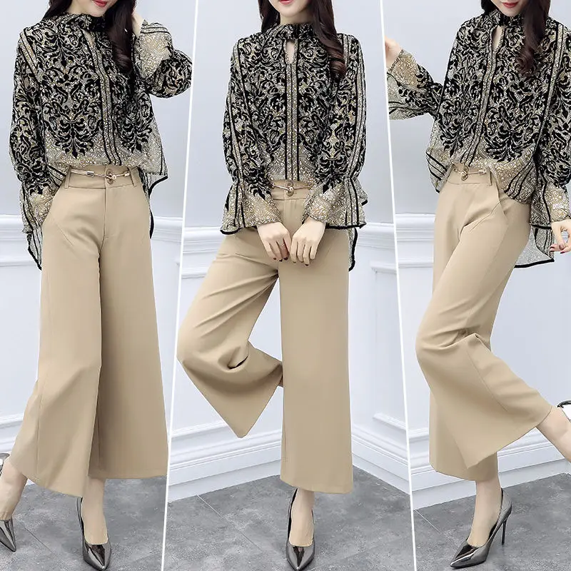 

Stylish Two Piece Set Top And Pants Woman Suit Trendy Conjunto Feminino Year-old Female Costume Ol Ensemble Femme Deux Pieces