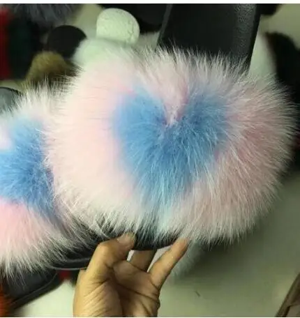 as pic shows COOLSA/женские нескользящие шлепанцы на плоской подошве с лисьим мехом; женские меховые шлепанцы; женские плюшевые меховые тапочки; Прямая поставка; обувь на меху; женская обувь; Лидер продаж - Цвет: as pic shows