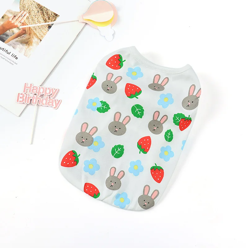

Kawaii Pet Clothing Rabbit Clothes for Dog Cartoon Small Costume Vest Dogs Spring Summer Fashion Colorful Strawberry Mascotas