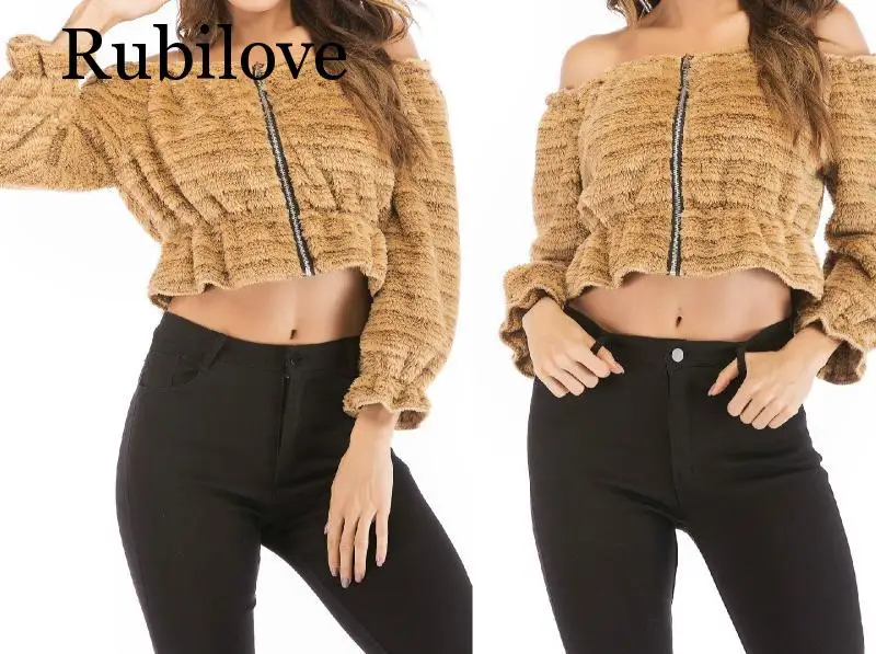

Rubilove 2019 plush short coat women's autumn and winter fur warm short jacket is wearing