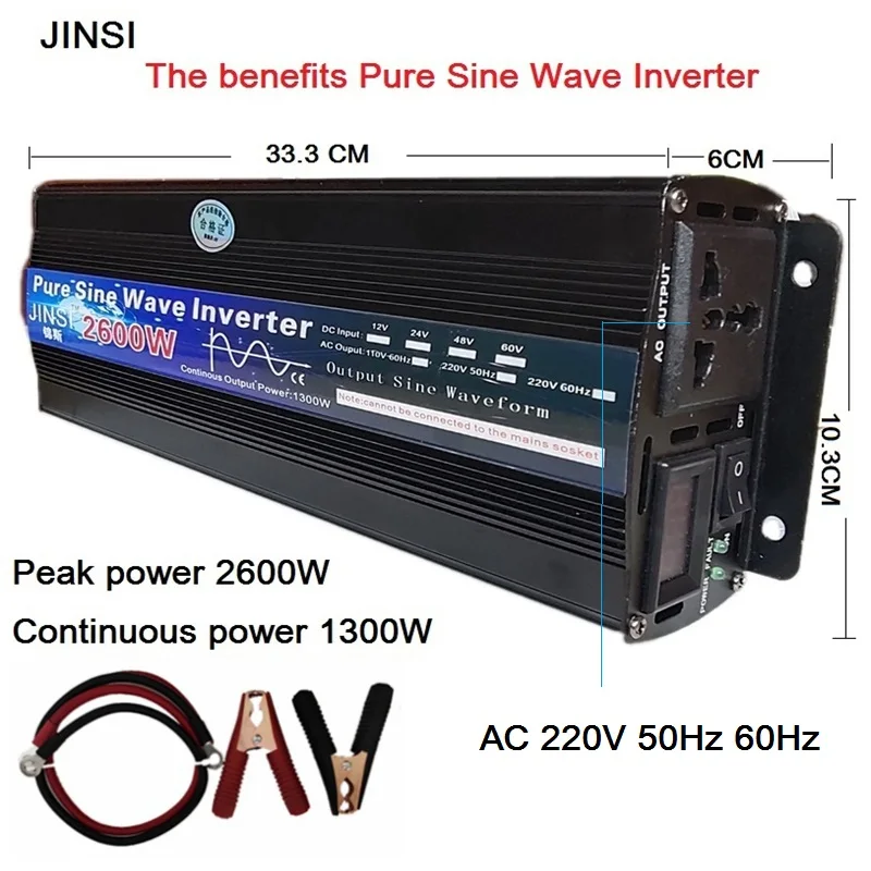 Инвертор с чистым синусом 12V/24V 220V 1000w 2000w 2600W Напряжение трансформатор Мощность