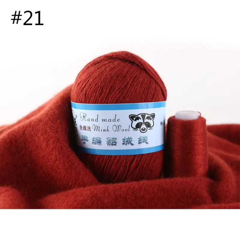 21 50g Soft Mink Wool Yarn Hand-knitted Luxury Cashmere Crochet Knitted Crochet Knitting Scarf M0XD - Color: 21