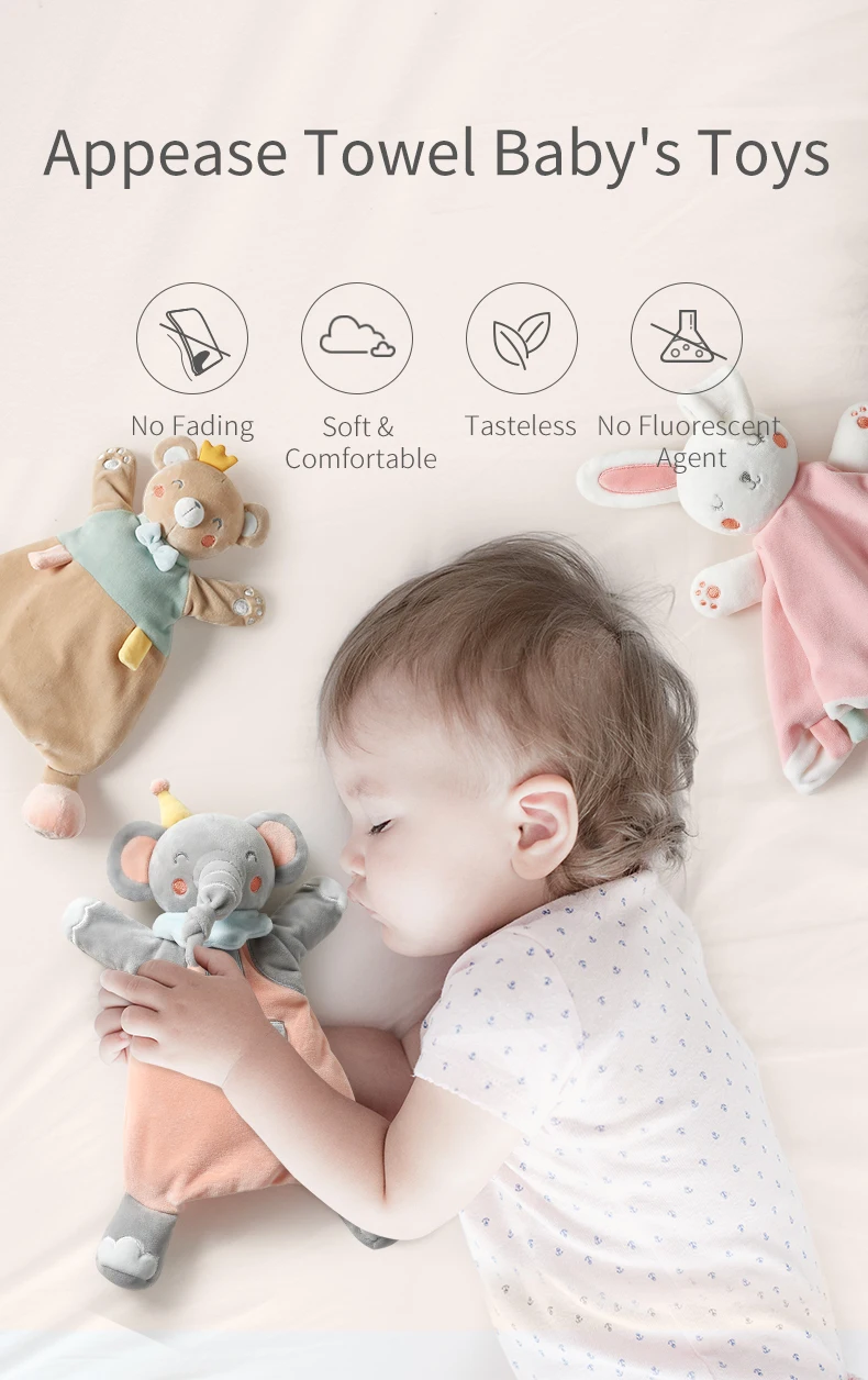 BabyGo детское успокаивающее полотенце, мягкая плюшевая комфортная игрушка, спящий артефакт, животное, медведь, слон, комфортная Детская кукла, игрушка