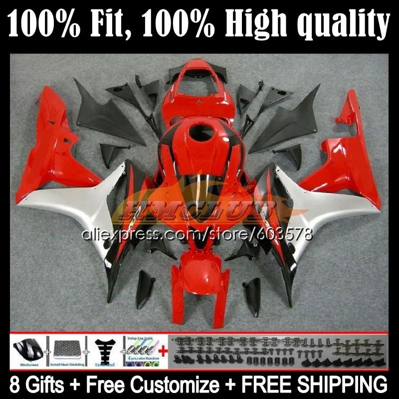 

Injection For HONDA CBR600 RR CBR600RR Body 84CL.29 CBR 600 RR CC 600F5 600RR F5 07 08 CBR600F5 2005 2006 Fairings red silver