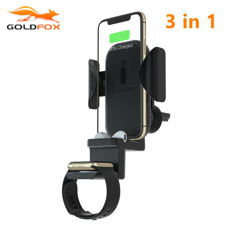 Беспроводное зарядное устройство 3 в 1 автомобильное беспроводное для Apple watch 4 2