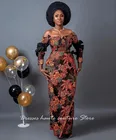 Вечерние платья-русалки Aso Ebi с открытыми плечами и вырезом, платье для выпускного вечера с длинными рукавами, африканские женские платья, коктейльные платья