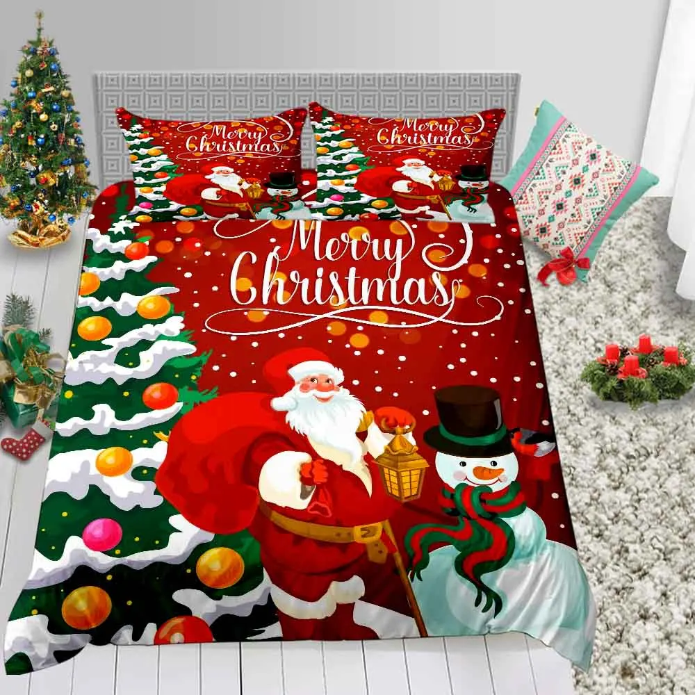 Merry Christmas Санта Клаус горячая Распродажа постельных принадлежностей пододеяльник Твин Полный размер Королева праздник подарки простыня