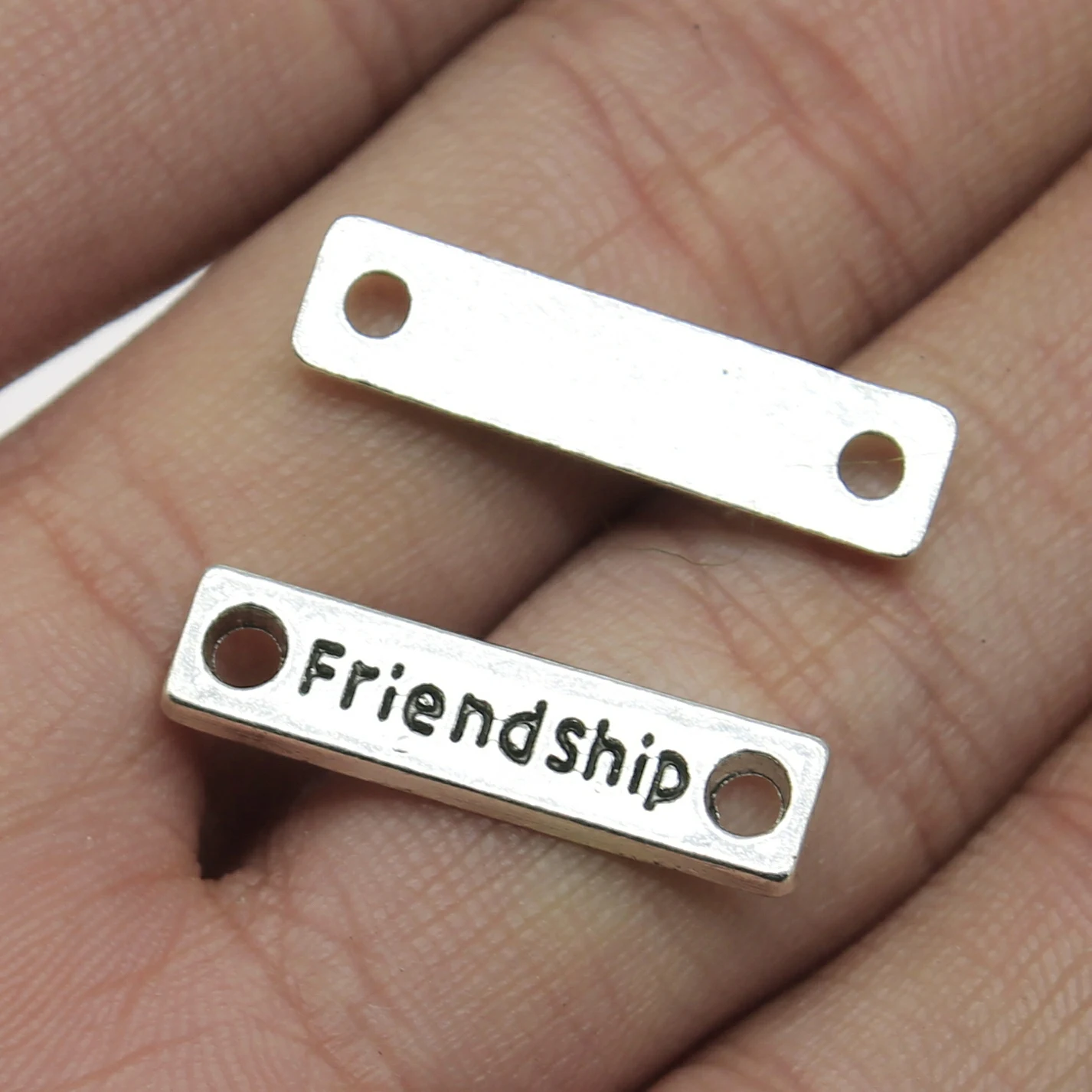 

10Pcs 6x23mm Friendship Plate Connector Charms DIY Jewelry Findings For Jewelry Making Antique Silver Color Alloy Charms