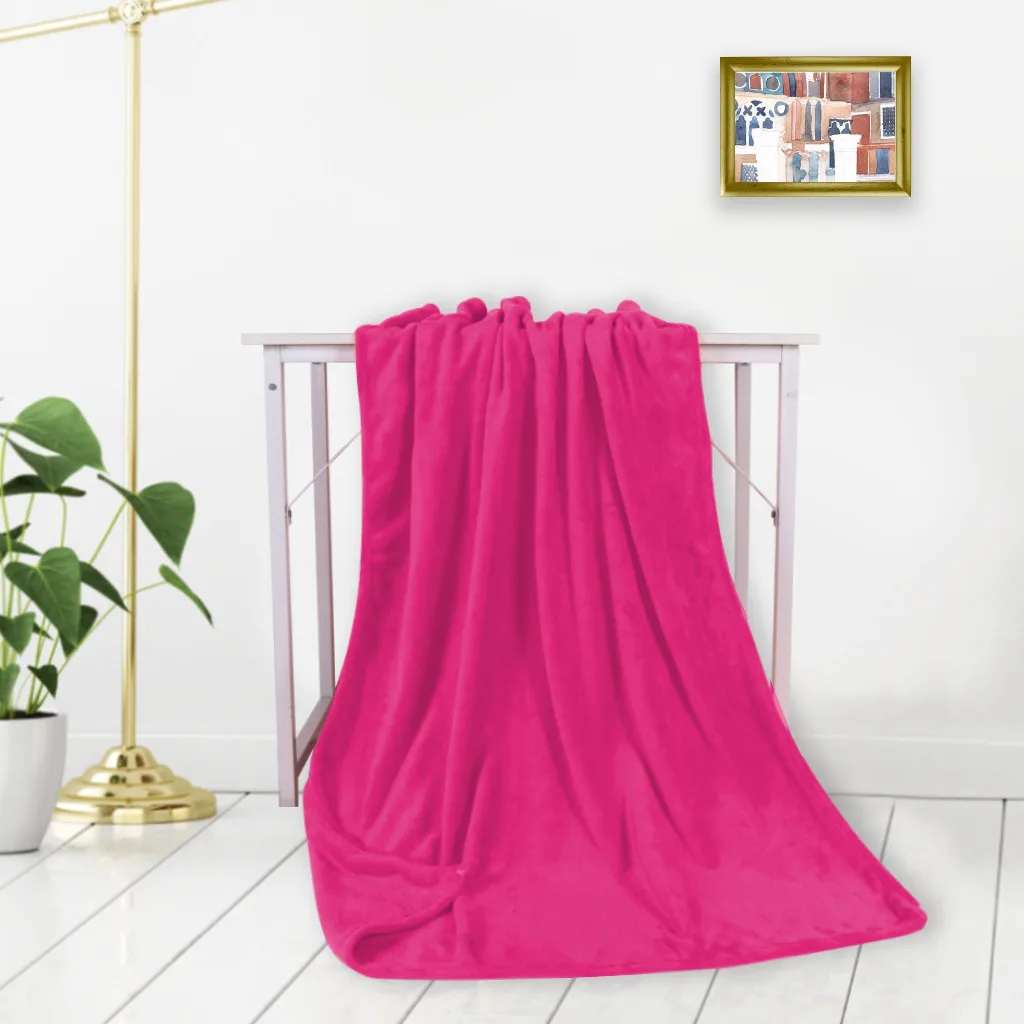 Фланелевое одеяло однотонное мягкое для гостиной спальни кондиционер кровать