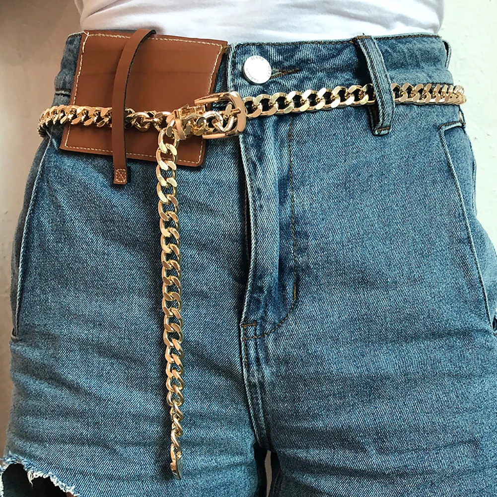 

Single Layer Waist Alloy Belt Thick Body Chain with Long Pendant Simple Punk Style Chain Women Jewelry Gift