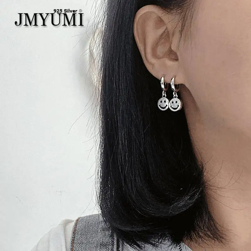 

JMYUMI 925 Sterling Silver Smiley Face Drop Earrings for Women Trendy Elegant Birthday Party Jewelry Gifts Prevent Allergy