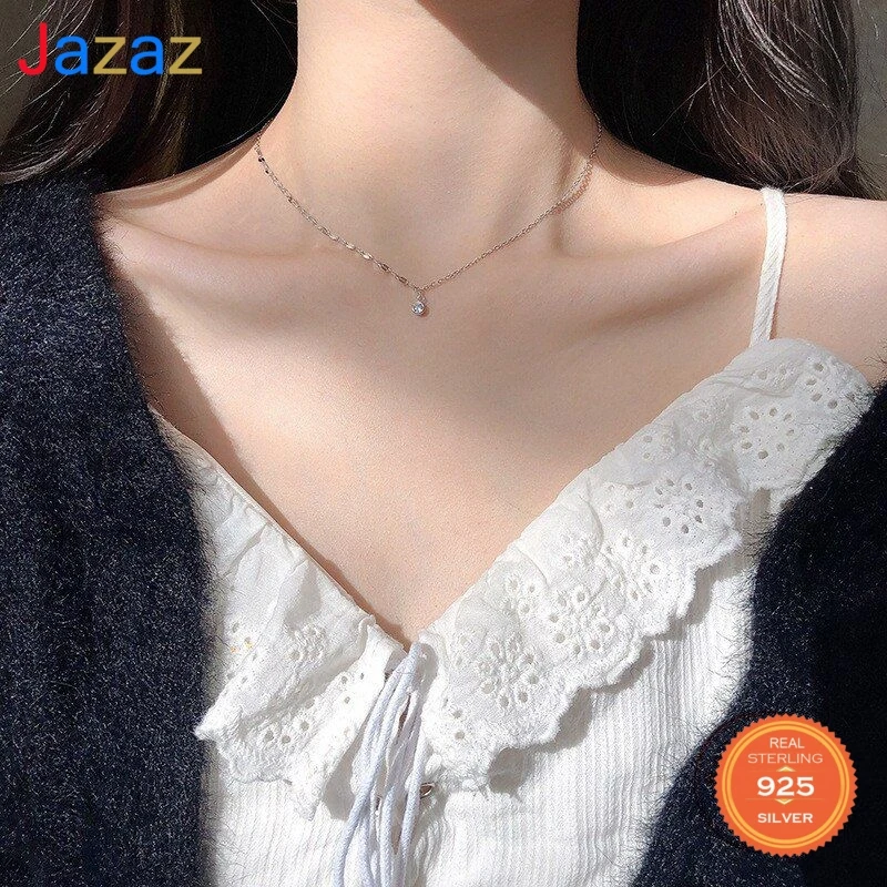 

Женская цепочка с подвеской-кристаллом, из серебра 925 пробы