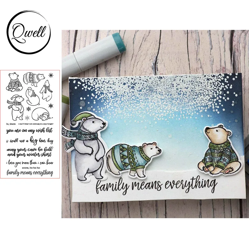 QWELL животные белые медвежонки прозрачные штампы для скрапбукинга и изготовления