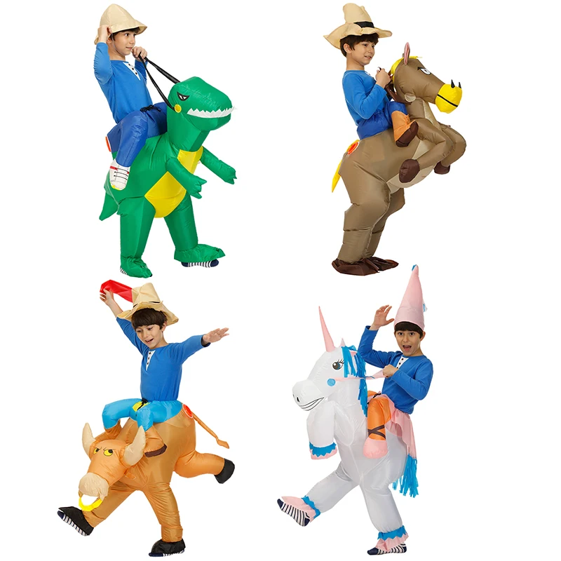 Надувной костюм динозавра единорог ковбойский бык маскарадный для косплея
