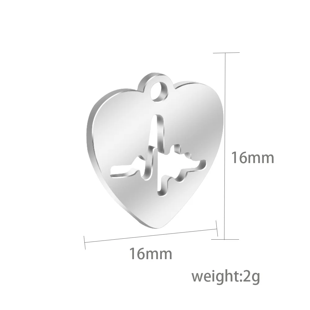 

50pcs Heart beating hollowed out peach heart mirror quite wide stainless steel jewelry hand with small gift accessories 16x16mm