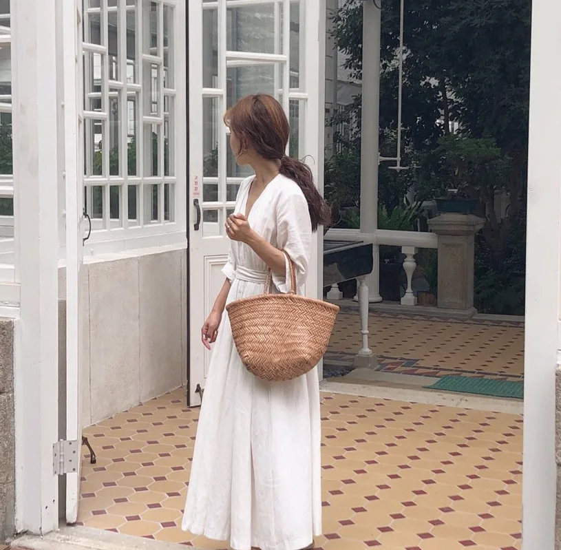 KIYUMI Boho платье женские хлопковые длинные платья осенний кардиган с длинным рукавом на пуговицах свободное цыганское шикарное пляжное белое Повседневное платье