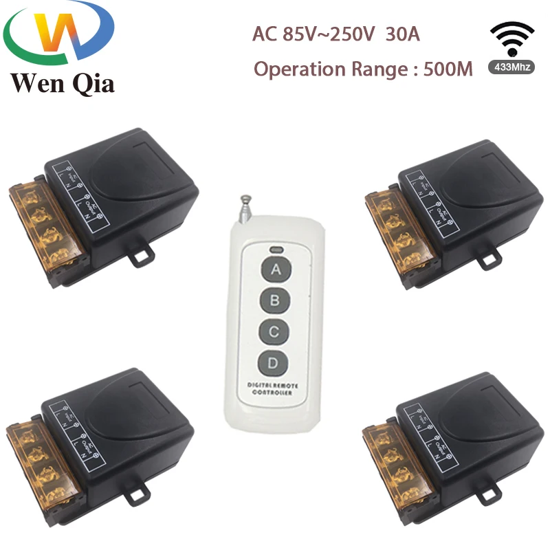 

433Mhz High Power Wireless Remote Control Switch AC75-220V 30A 500M Control For Factory Farm Office Exhaust Fan Pump LED Light