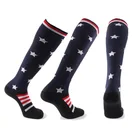 Для мужчин Компрессионные гольфы носки для занятий Кроссфитом ноги Поддержка Натяжные Компрессионные носки для против усталости глаз, боли в спине выше колена, Чулки с эластичным бортом