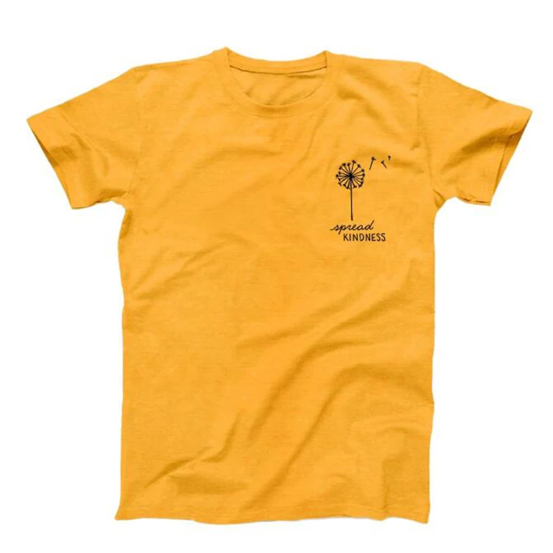 Женская футболка с принтом Одуванчик Повседневная хлопковая Футболка карманов |