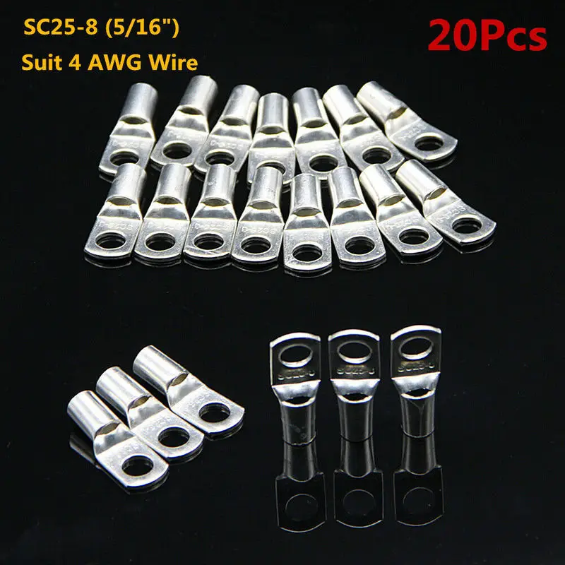 20 шт. 6 размеров SC луженые голая медь обжимные клеммы для кабеля батареи