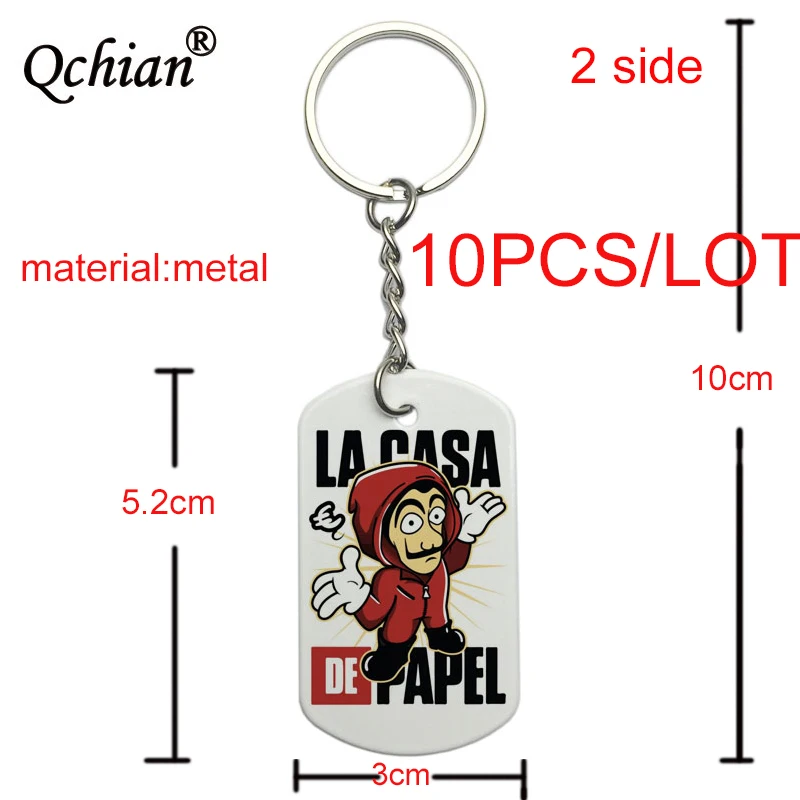 100 шт. 20 штук 10 шт. House Of paper денег, кольца для ключей, брелки с La Casa De Papel Сальвадор Дали цепочка для ключей Для женщин Для мужчин, подарок на Рождество