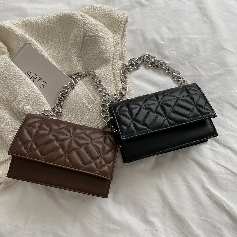 

Клетчатая сумка через плечо из искусственной кожи со стразами, модные дизайнерские стеганые сумки на цепочке через плечо для женщин, Малень...