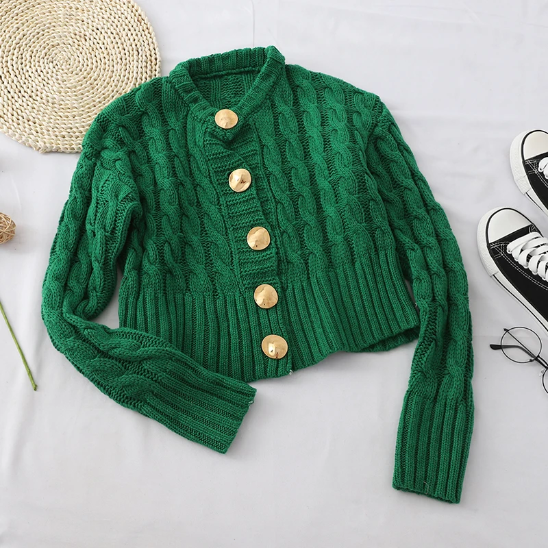 Женский короткий свитер из пеньковой ткани Gagarich вязаный кардиган для школьниц