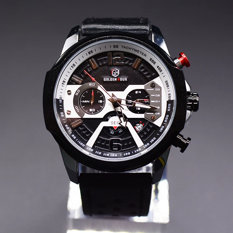 GOLDENHOUR новый стиль мужские кварцевые часы люксовый бренд водонепроницаемые