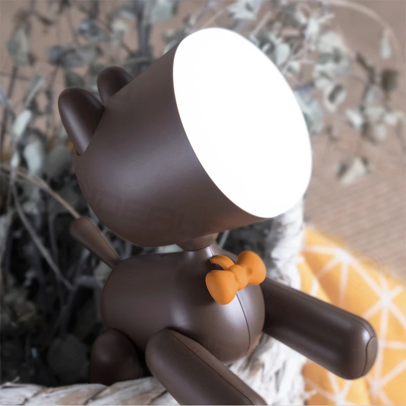 Smart LED night light 3D Cute Cotton dog Shape USB Two-shift dimming table lamp Kids Gift Bedside Bedroom Living Room Decoration | Освещение