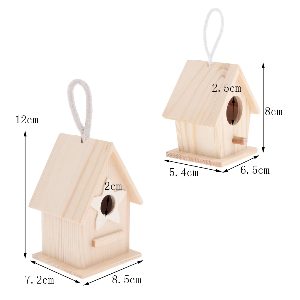 

Swing Wood Birdhouse DIY Craft Home Decorative Hanging Cage Breeding Box