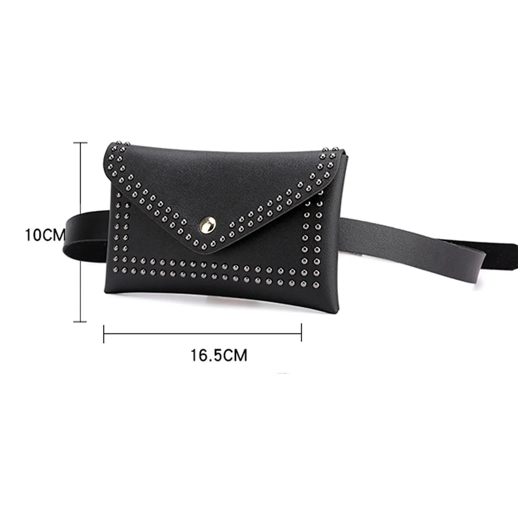 

Fashion Waist Packs Women Outdoor Rivets Hasp Solid Artificial leather Messenger Bag Chest Bag Waist Packs ceinture femme 50*b