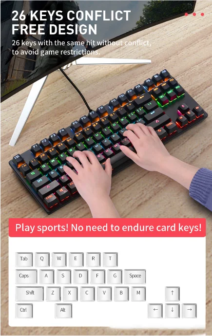 Клавиатура WESAPPA игровая Механическая с RGB подсветкой 87/104 клавиш|Клавиатуры| |