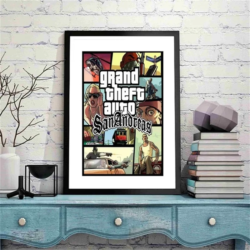 

GTA 5 Game Vintage Canvas Art Print Painting Poster Wall Pictures For Home Decoration Wall Decor new Year gifts No Frame