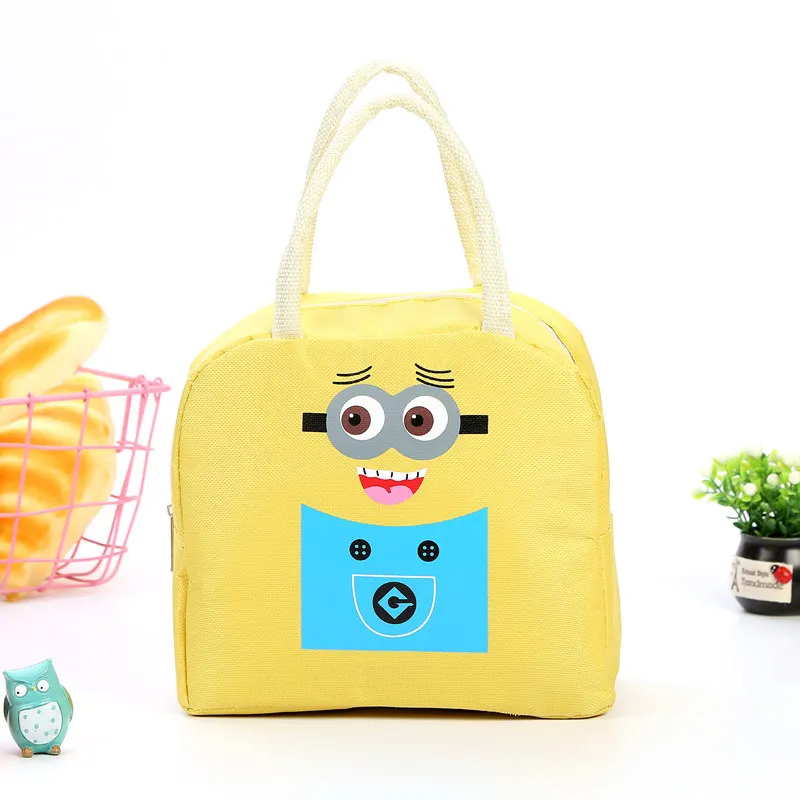 Little yellow man Милые портативные женские сумки для обеда, водонепроницаемые изоляционные Bento Box, студенческие многофункциональные сумки для хранения пикника, детские сумки для закусок - Цвет: Little yellow man