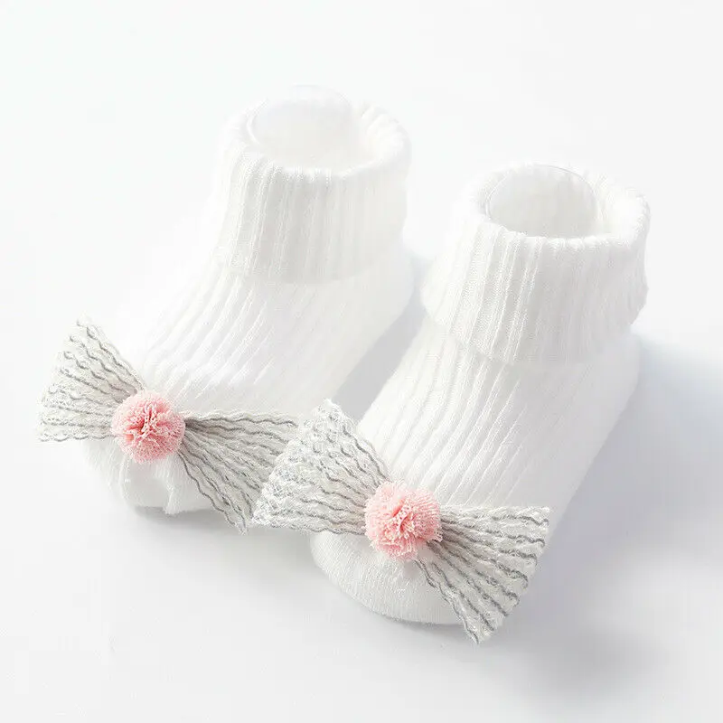 Lace White Нескользящие носки для малышей теплые зимние носки с героями мультфильмов для мальчиков и девочек домашняя обувь - Цвет: Lace White