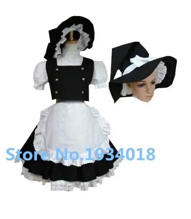 Аниме TouHou Project костюм для косплея Kirisame Marisa Maid черно-белые костюмы женщин на