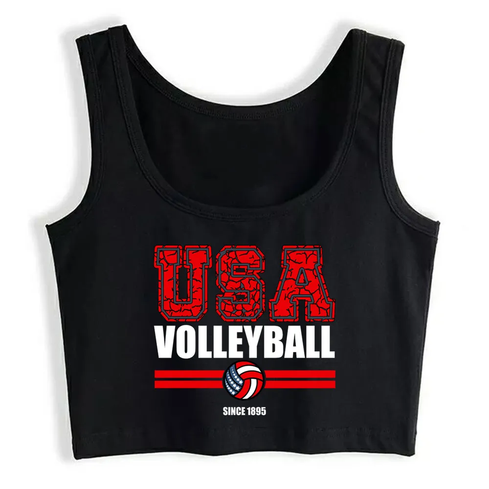 

Crop Top Female USA Volleyball Sports Kawaii Inscriptions Custom Tank Top Women