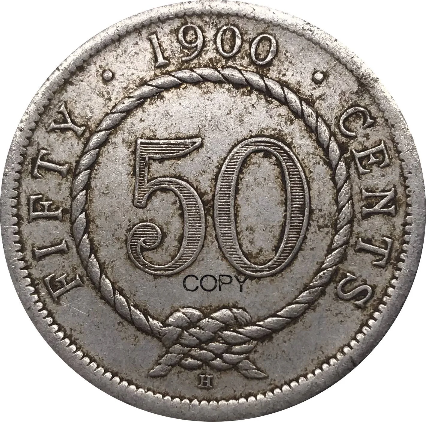 

Малазийская монета 1900 года, 50 центов