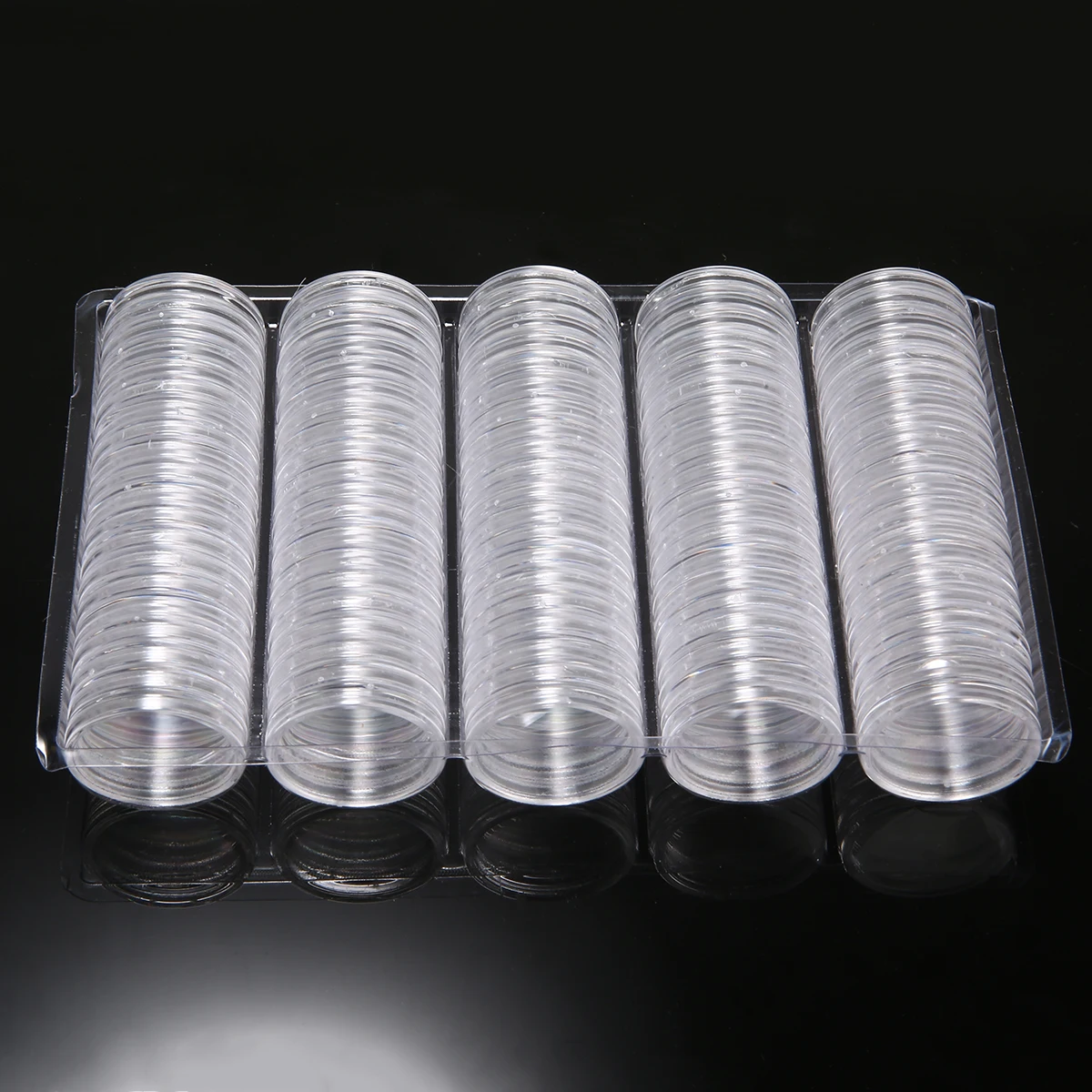 

100pcs 27mm Plastic Coin Display Box Coins Storage Case Box Coin Container Storage Capsules Display Cases for 2 Euro Coin