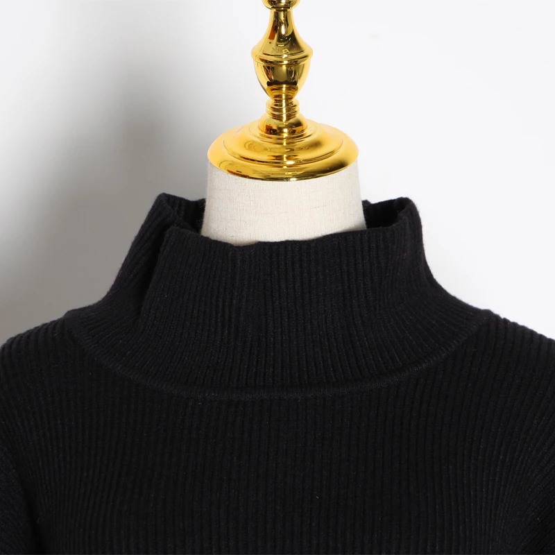 Свитер TWOTWINSTYLE свободный с высоким воротом и длинным рукавом 2020 | Женская одежда