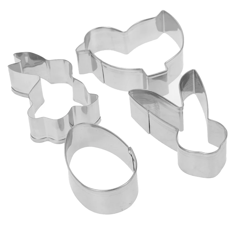 4pcs Stainless Steel Cookie 3D Bunny Rabbit Mould Biscuit Mold Cutters Cake Pendant Kitchen Baking Tools for Easter Decoration | Дом и сад