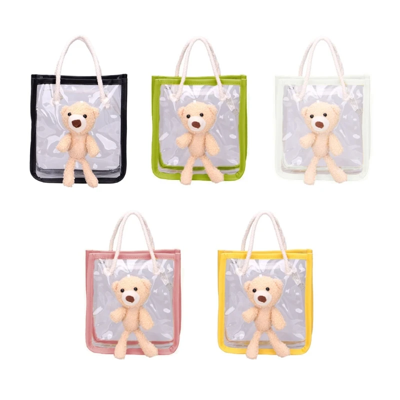 

Women Transparent Handbags Large Capacity Cute Bear Lady Shoulder Bag 35EF