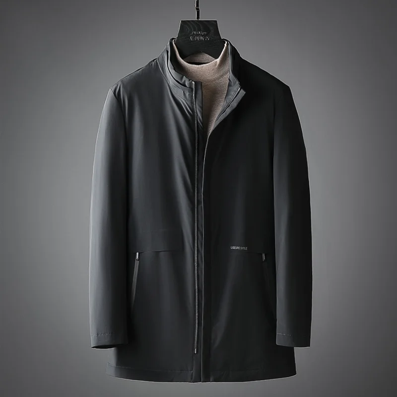 

2021 High grade wind proof warm down jacket men's winter leisure detachable hooded stand collar down jacket men's