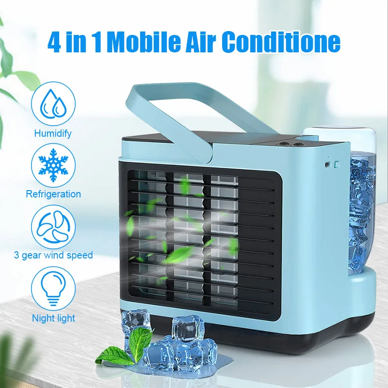 

4 in 1 Mobile Air Conditioner Mini Personal Air cooler Purifier Humidifier with Light for Home Office THJ99