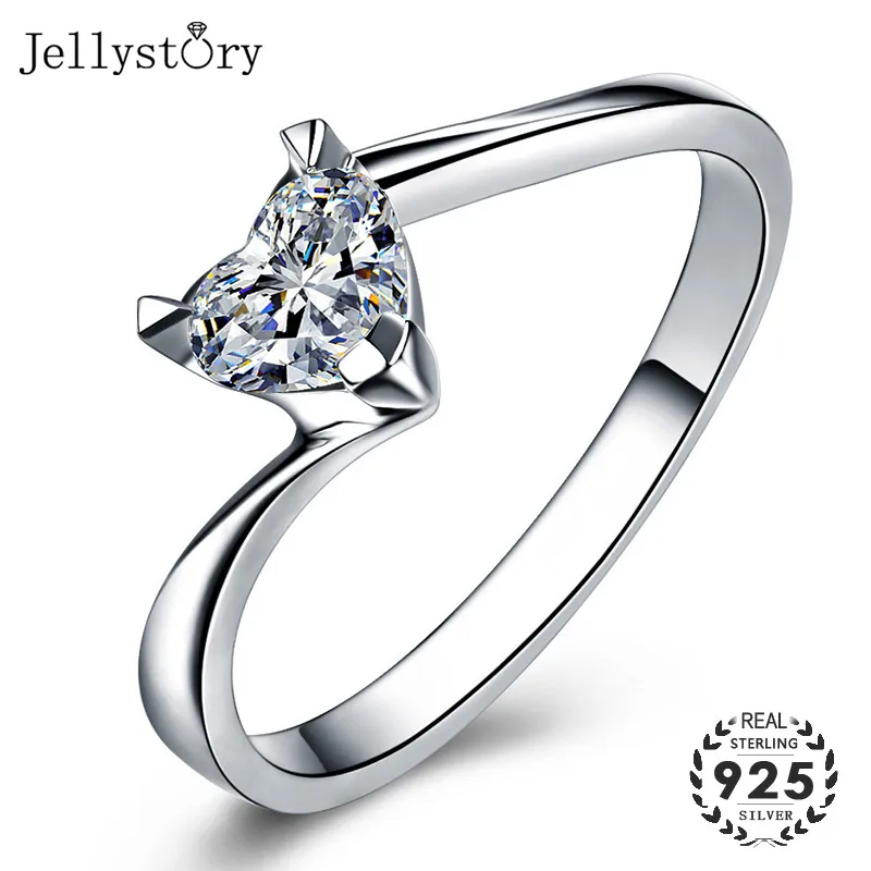 Романтическое серебряное кольцо Jellystory 925 с цирконом в форме сердца 5*5 мм