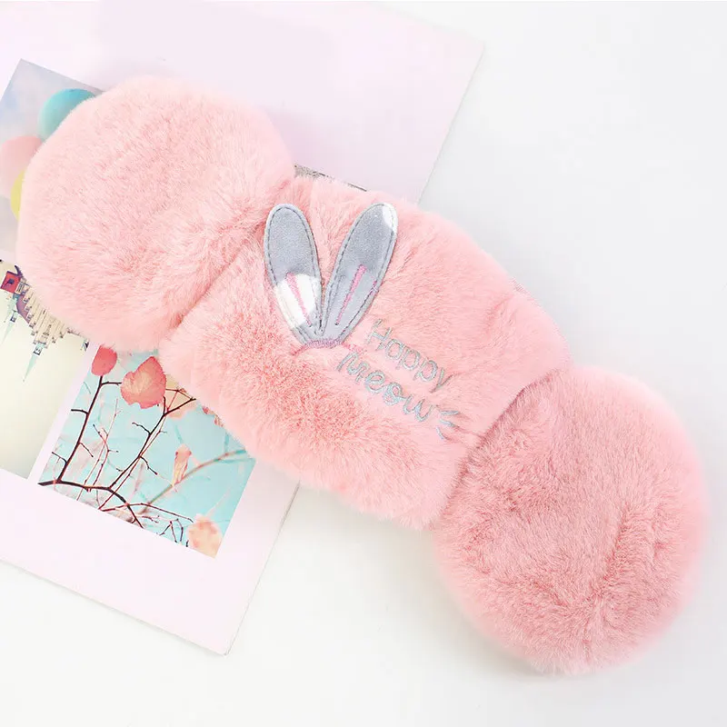 pink rabbit Новая женская маска, наушники, интегрированные зимние уличные велосипедные плотные маски, теплые плюшевые наушники, модные милые хлопковые Чехлы для лица - Цвет: pink rabbit